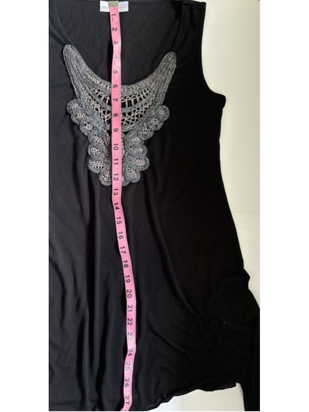 Fashion Bug Tank Top Womens XS Black Crochet Bib Neck Knit Hanky Hem Whimsigoth - Picture 5 of 5